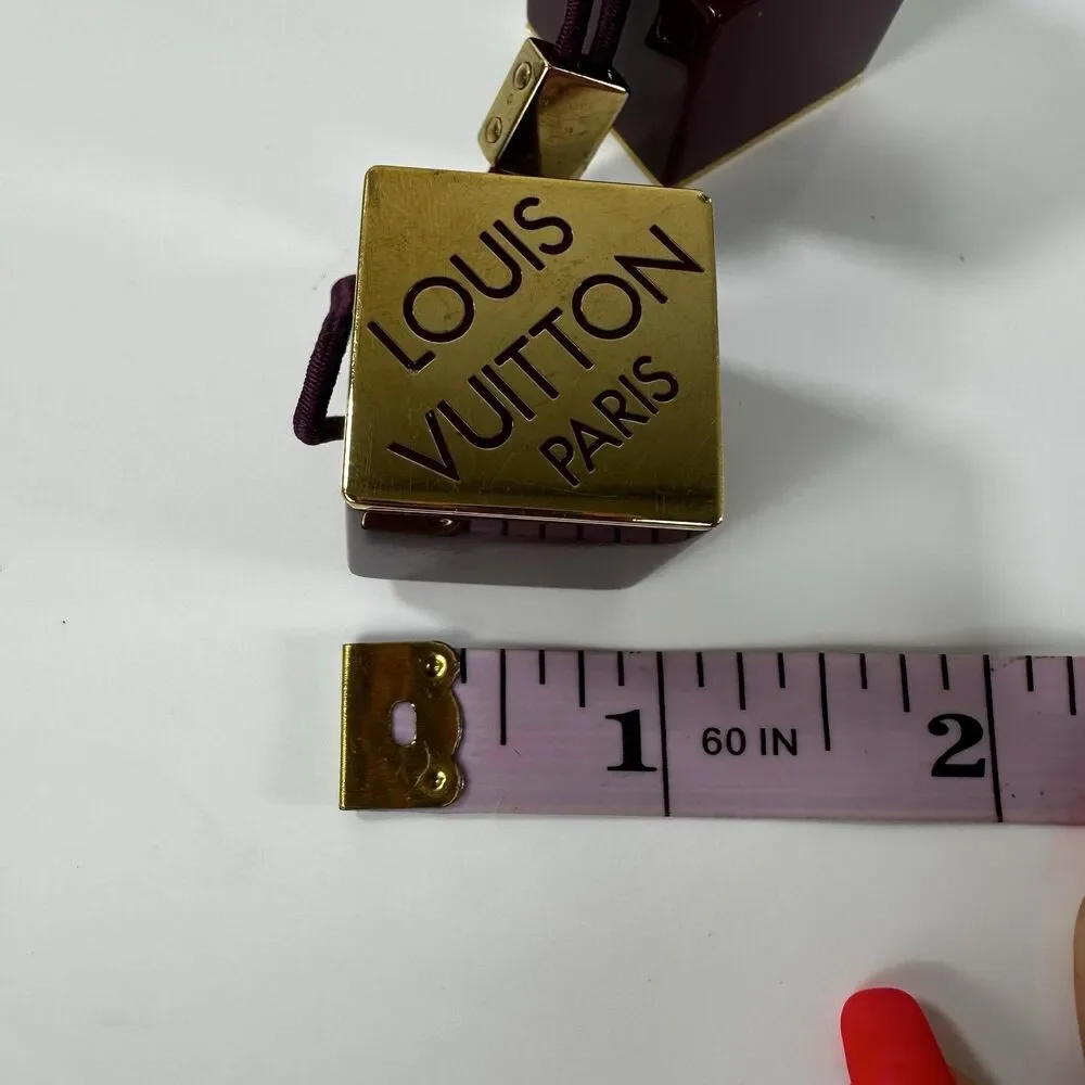 Louis Vuitton Purple Gold Cube Hair Tie With Box Authentic